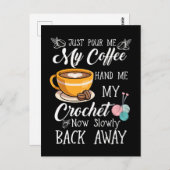 コーヒーラバークロチェットレディークロチェット糸ユーモア ポストカード (正面/裏面)
