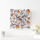 コーヒーラバーコーヒーショップまたはカフェクロック スクエア壁時計 (ホーム)