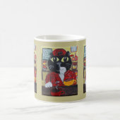 コーヒーラバーバリスタキャットフォークアート コーヒーマグカップ (中央)