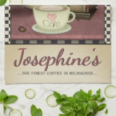 コーヒーラバーレトロカフェディナー キッチンタオル (折り畳み)