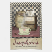 コーヒーラバーレトロカフェディナー キッチンタオル (縦)