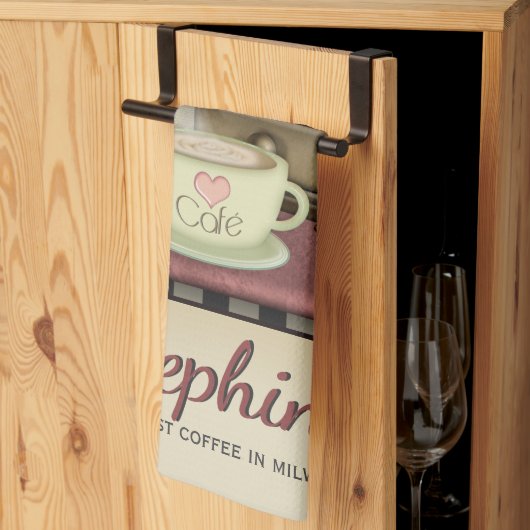 コーヒーラバーレトロカフェディナー キッチンタオル (三つ折り)