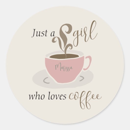 コーヒーラバーレトロスタイルパーソナライズされたかわいい ラウンドシール (正面)