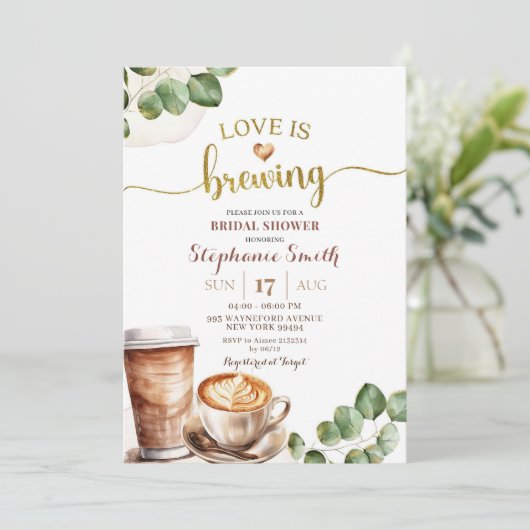 コーヒーラブイズブルーイングブライダルシャワー 招待状 (スタンド正面)