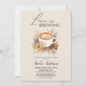 コーヒーラブイズブルーイングボホシックブライダルシャワー 招待状 (正面)