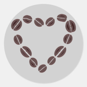 コーヒーラブコーヒー豆ハート ラウンドシール