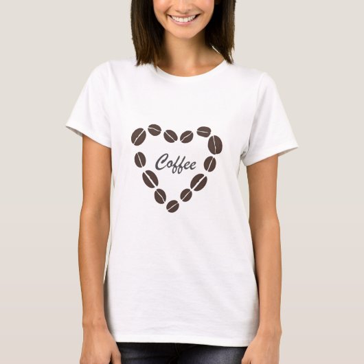 コーヒーラブコーヒー豆ハート Tシャツ (正面)
