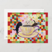 コーヒーラブラドール絵画ズモザイク ポストカード (正面/裏面)