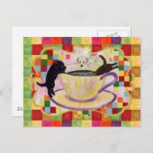 コーヒーラブラドール絵画ズモザイク ポストカード (正面/裏面)