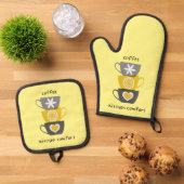 コーヒーラブ：キッチンポットホルダーセット 鍋つかみ&鍋敷きセット (トップダウン)