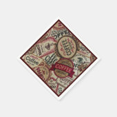 コーヒーラベルのコラージュナプキン スタンダードカクテルナプキン (角)
