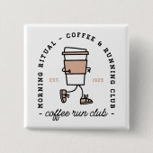 コーヒーランクラブ ジョギング好き者向け おもしろ 可愛い 缶バッジ (正面)
