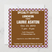 コーヒーランチョンブライダルシャワーの招待 招待状 (裏面)