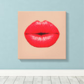 コーヒーリップキスキスポップ・アートのアート キャンバスプリント (インサイチュ (ウッドフロア))