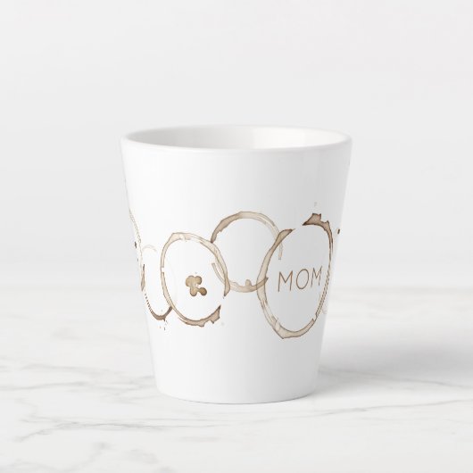 コーヒーリングや輪アートママブラウンホワイトマザーズ日おもしろい カフェラテマグ (正面)
