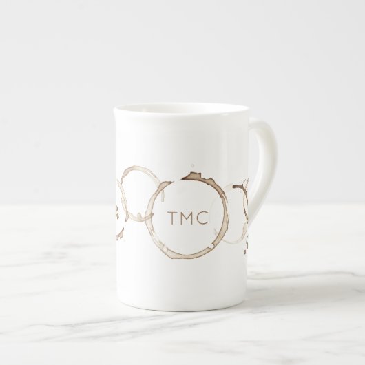 コーヒーリングや輪イニシャルアーティザンモーニングおもしろい ボーンチャイナマグカップ (正面右)