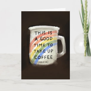 コーヒーレインボーコーヒーカップを取る時おもしろい間 カード