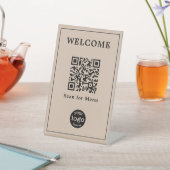 コーヒーレストランカフェメニューQRコードビジネスロゴ 台座サイン (インサイチュ)