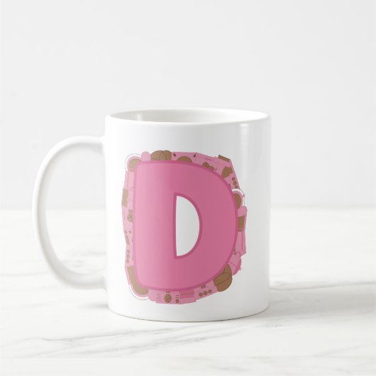 コーヒーレター D: モノグラムイニシャル コーヒーマグカップ (左)