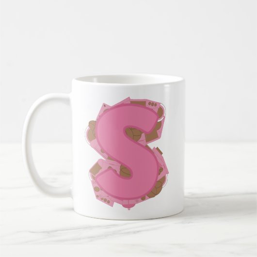 コーヒーレター S: モノグラムイニシャル コーヒーマグカップ (左)