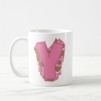 コーヒーレター Y: モノグラムイニシャル コーヒーマグカップ