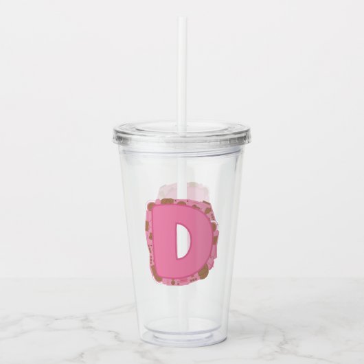 コーヒーレターD: モノグラムイニシャル アクリルタンブラー (正面)