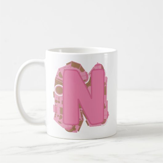 コーヒーレターN: モノグラムイニシャル コーヒーマグカップ (左)