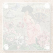 コーヒーレディビクトリアンーウーマンピンク教室 ガラスコースター (裏面)