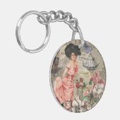 コーヒーレディビクトリアンーウーマンピンク教室 キーホルダー (正面左)