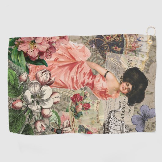 コーヒーレディビクトリアンーウーマンピンク教室 ゴルフタオル (横)