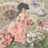 コーヒーレディビクトリアンーウーマンピンク教室 シール (正面)