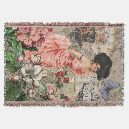 コーヒーレディビクトリアンーウーマンピンク教室 スローブランケット (正面)
