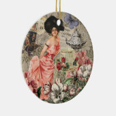 コーヒーレディビクトリアンーウーマンピンク教室 セラミックオーナメント (右)