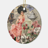 コーヒーレディビクトリアンーウーマンピンク教室 セラミックオーナメント (左)