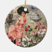 コーヒーレディビクトリアンーウーマンピンク教室 セラミックオーナメント (裏面)