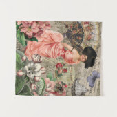 コーヒーレディビクトリアンーウーマンピンク教室 タペストリー (正面(横))