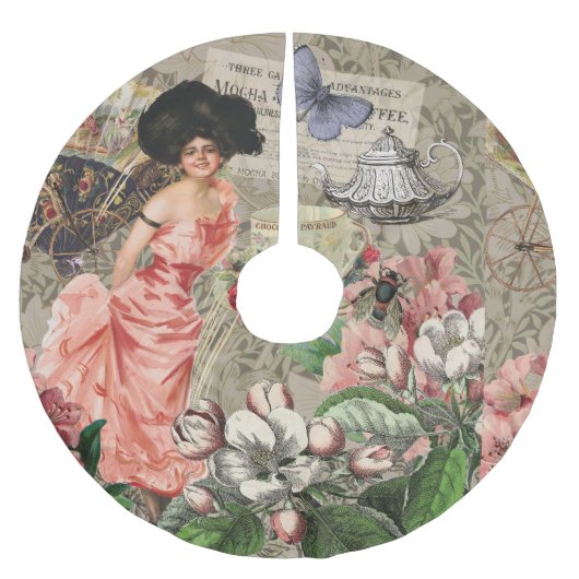 コーヒーレディビクトリアンーウーマンピンク教室 ブラッシュドポリエステルツリースカート (正面)