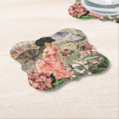 コーヒーレディビクトリアンーウーマンピンク教室 ペーパーコースター (アングル)