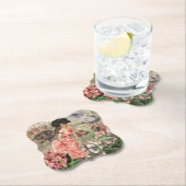 コーヒーレディビクトリアンーウーマンピンク教室 ペーパーコースター (インサイチュ)