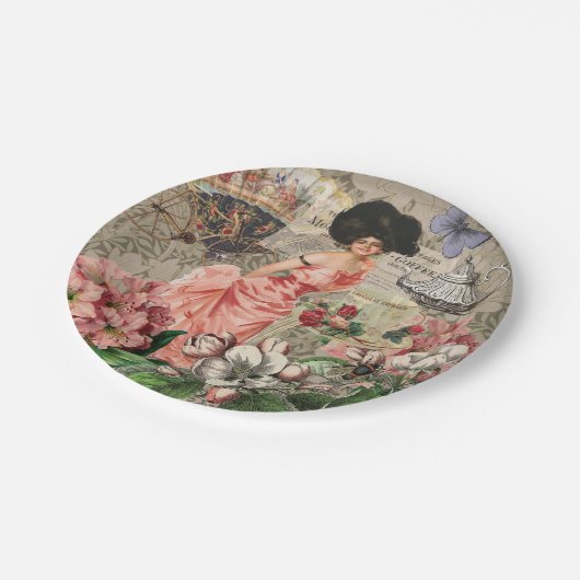 コーヒーレディビクトリアンーウーマンピンク教室 ペーパープレート (アングル)