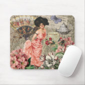 コーヒーレディビクトリアンーウーマンピンク教室 マウスパッド (マウス)