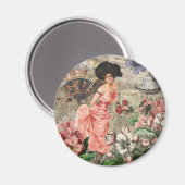 コーヒーレディビクトリアンーウーマンピンク教室 マグネット (正面/裏面)