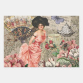 コーヒーレディビクトリアンーウーマンピンク教室 ラッピングペーパーシート (正面)