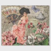 コーヒーレディビクトリアンーウーマンピンク教室 ラッピングペーパー (フラット)