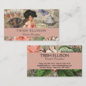 コーヒーレディビクトリアンーウーマンピンク教室 名刺 (正面/裏面)