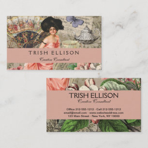 コーヒーレディビクトリアンーウーマンピンク教室 名刺