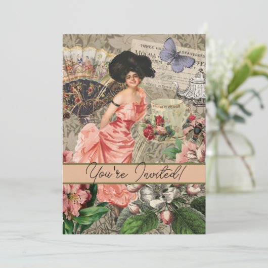 コーヒーレディビクトリアンーウーマンピンク教室 招待状 (スタンド正面)