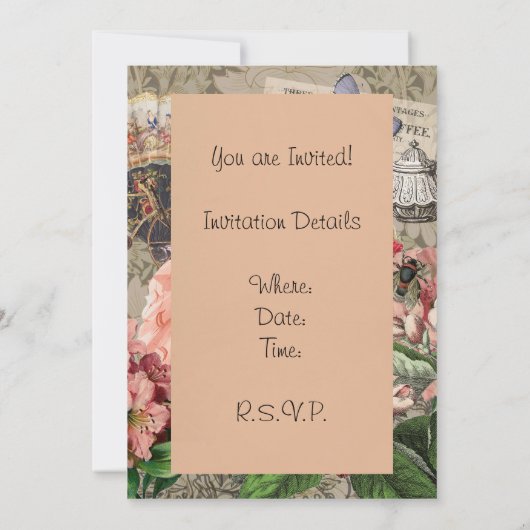 コーヒーレディビクトリアンーウーマンピンク教室 招待状 (裏面)