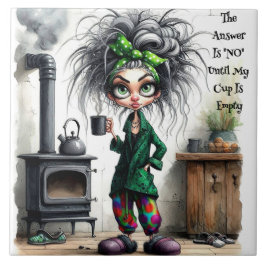 コーヒーレディ予測できなー空カップセラミックタイル タイル