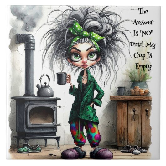 コーヒーレディ予測できなー空カップセラミックタイル タイル (正面)